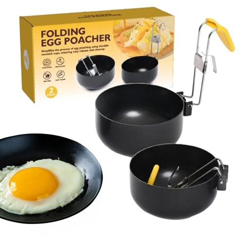 2 Pack Folding Egg Poacher,Egg Cooker Ring,2024 New Folding Ear Egg Boiler Poached Egg Maker, Anti-Scald Silicone Cover Pancake Omelet Patty Molds