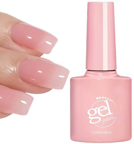 Sheer Pink Jelly Gel Nail Polish - French Manicure Soak Off UV LED Varnish - DIY At-Home Pink Gel Polish for Trendy Nails