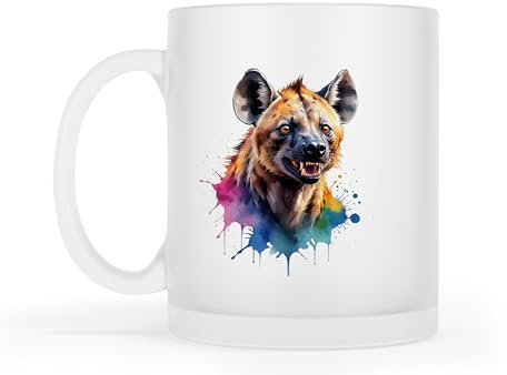 Merchandise for Fans Becher Kaffeebecher Teetasse | Glas | matt | 300ml - Motiv: Wildtier Afrika Hyäne 78