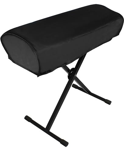 TOGEVAL Klavierabdeckung Schmutzabweisende aus Canvas mit Verstellbarem Kordelzug und 61 Tasten Keyboard Schutz in Schwarz für Elektronische Klaviaturen