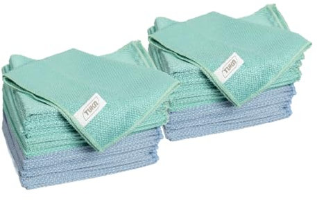 TUKA - 48 Bayetas Microfibra Limpia Cristales 30x40 cm - Pack de 48 Bayetas Reutilizables para Limpieza en Hogar, Vidrios, Coche, Baños, Espejos y Oficina - Absorbentes, Suaves y Sin Rayas (48)