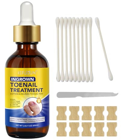 Ingrown Toenail Treatment, Toenail Softener for Fast Relief, Ingrowing Toenail Kit with Nail File & Nail Corrector Patches