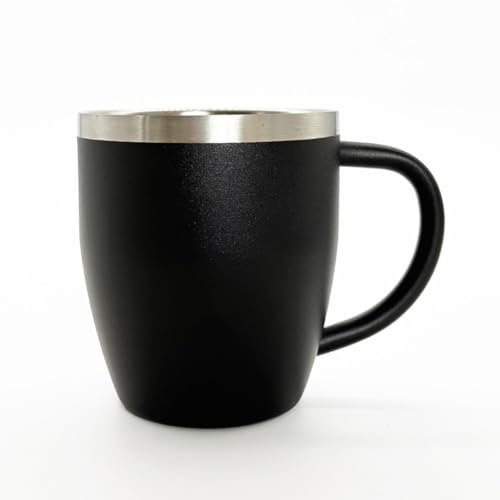 HEECN® Camping Becher - Edelstahl Tasse - Thermotasse - Kaffeebecher - Doppelwandige Isolierbecher BPA-frei 290ml HESS-016 (Schwarz)