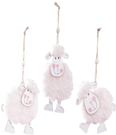 Vaguelly 3 Stück Lammanhänger Filz-Lamm-Anhänger Schaf Dekorationen Lämmer Lamm- süßes Lamm Lamm-Ornament Lamm Dekoration osterlamm Wollverzierungen gefühlt Weiß