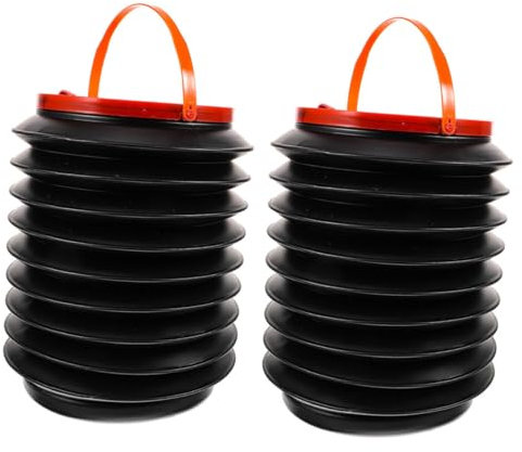 JUMPLAWN 2Pcs Collapsible Garbage Can with Lid Portable Trash Bin for Camping Picnics Garden Waste and Backyard Barbecues Multi Functional Folding Storage