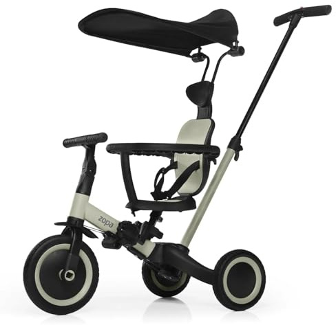 ZOPA Dreirad Zopa Pro 6in1 – Mitwachsend von 1,5 bis 5 Jahren – Dreirad Laufrad Fahrrad – Mit Schiebestange & Dach – Verstellbar – Sicher & Leicht – Für Reisen & Alltag