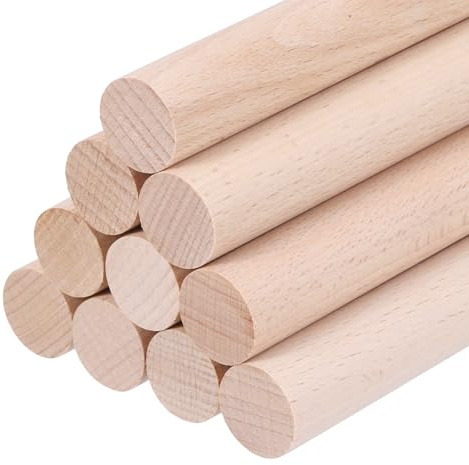 QUARKZMAN Baguettes En Bois,(22mm)7/8 x 4 Inch Baguettes Rondes En Bois Non Traitees Batonnets En Bois Massif Pour Arts Decoration, Projets Artisanaux Et DIY,Pack De 10