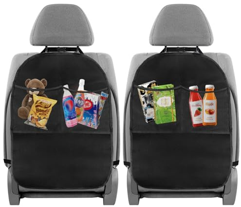 2Pcs Car Seat Back Protectors, 63x44 cm Car Seat Protector with 2 Mesh Bags