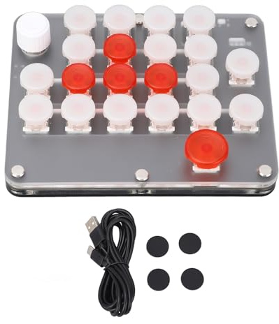 KPOYTWRDN Programmierbare Tastatur mit 21 Tasten und, makromechanische Gaming-Tastatur, roter Achsen-USB-C-BT-Anschluss, Einhandtastatur für Schwarz: Wukong, kompaktes Design für