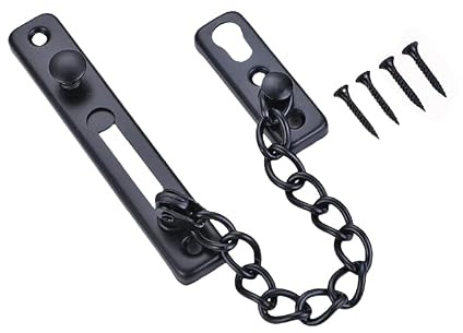 Cadena para puerta de 17 cm, acero inoxidable, con tornillos, cierre a presión antirrobo, con muelle de seguridad, candado de cadena para puerta interior y cerradura extra para puerta de casa con
