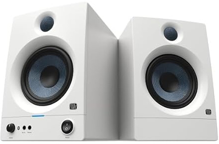 PreSonus Eris 5BT Gen 2, Studio Monitor Speakers with Bluetooth, Pair, 5 Inch, 2-Way, Powered Desktop Speakers for Multimedia, Gaming, Studio-Quality Music Production, 100W Power - White
