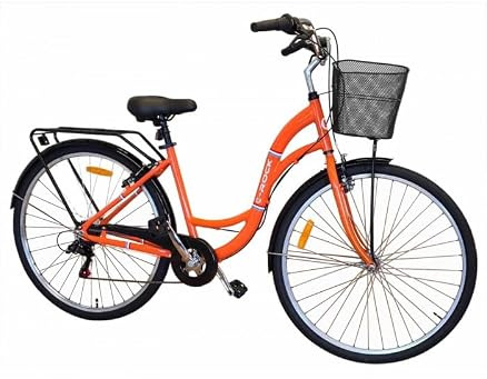 Sun World EX-3 Damenrad 28 Zoll Citybike - leichtes Alu-Cityrad 14,5 kg mit Korb, Gepaecktraeger & Beleuchtung, Shimano Schaltung, Tiefeinsteiger Stadtrad