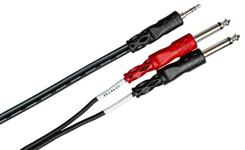 Hosa CMP-153, Stereo Breakout, 3.5 mm TRS to Dual 1/4 in TS, 3 ft