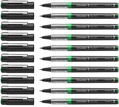 Schneider Xtra 823 Tintenroller (Konusspitze aus Edelstahl, 0,3 mm) 10er Packung grün