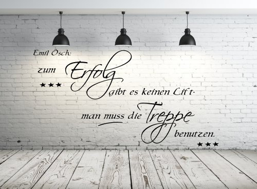 XL Wandtattoo Arbeitszimmer Wohnzimmer 68171-110x58 cm, Zitat Emil Ösch ~ Zum Erfolg gibt es keinen Lift ~ Wandaufkleber Aufkleber für die Wand, Tapetensticker aus Markenfolie, 32 Farben wählbar