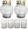 2er Pack Glas Grablampen durchsichtig mit Brenner und Deckel inkl. 4er Pack Ersatzbrenner Nr. 2, Grablicht, Grabkerze, Grableuchte, Grablaterne, Grabschmuck, Trauerlicht