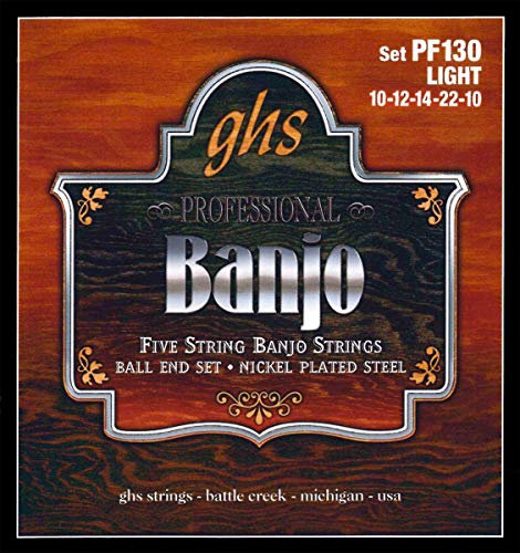 GHS BANJO - Jeu de 6 cordes nickelées - Embout à bille - PF130 - Léger