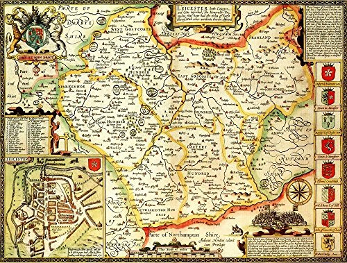 Ryco Originals LEIC1 Leicestershire Historical Map 1000 Piece Jigsaw Puzzle (1610). Free Print