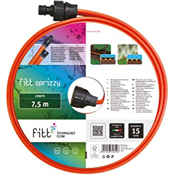 FITT SPRIZZY 7,5m - Tubo manichetta microforata a Tre Vie Ideale per Irrigare a Getto e Impregnamento superfici Strette e Lunghe, per Uso hobbystico