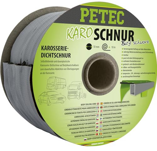 PETEC Karo-Schnur Butyl schwarz 10 mm x 10 m Rolle