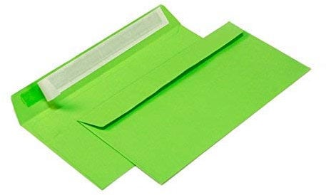 Briefumschläge DIN lang C6/5 114x229 mm grün 120 g/m² ohne Fenster haftklebend (Artikel: 208A) (100)