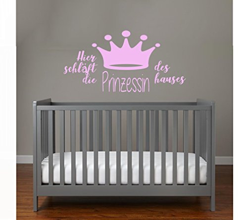 MacDecal.de Wandtattoo Wandaufkleber Sticker Hier schläft die Prinzessin des Hauses Kinderzimmer Babyzimmer Home (Rosa)