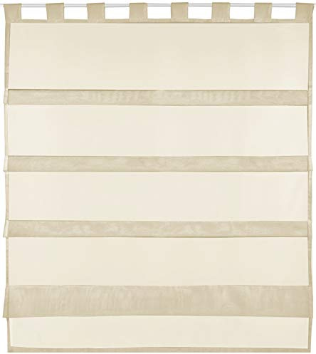 Bestlivings beige Bistrogardine Transparent mit Schlaufen in 90x110 cm (BxL), in vielen Varianten erhältlich