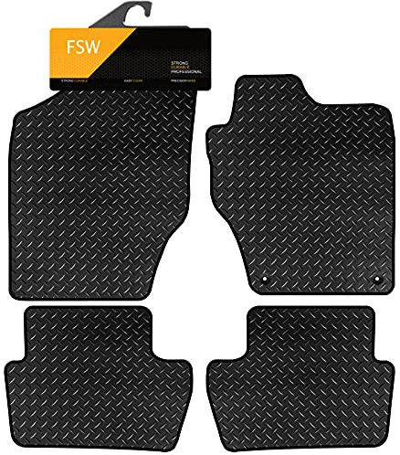 FSW Tailored Car Mats Fits Citroen C4 And Ds4 2011-2020, 3mm Rubber, Black | 4-Piece, Custom Fit, Heavy Duty Floor Mats, Anti-Slip, Waterproof, Fitted With Clips