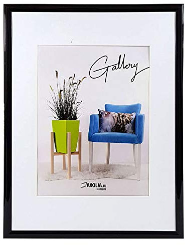 Axolia Cadre Photo 60x80 cm en plastique avec verre synthétique - Décoration murale - Gallery - Noir