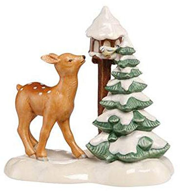 Goebel XM S REH am Vogelhäuschen Weihnachten Winterwald Bunt Steingut 66703341