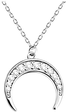Sofia Milani - Damen Halskette 925 Silber - mit Zirkonia Steinen - Mond Anhänger - 50258