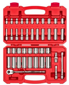 TEKTON 3/8 Inch Drive 6-Point Socket and Ratchet Set, 42-Piece (6-24 mm) | SKT15201