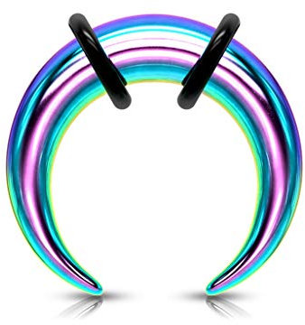 beyoutifulthings Dehn-Stab Taper Buffalo Horn Edelstahl Bunt O-Ring Dehnanhänger Universal-Piercing Ohr-Piercing Ohr-Schmuck 1,6mm