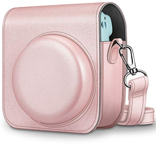 Fintie Tasche für Fujifilm Instax Mini 11 Sofortbildkamera - Premium Kunstleder Schutzhülle Reise Kameratasche Hülle Abdeckung mit abnehmbaren Riemen, Roségold