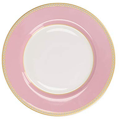 Maxwell & Williams - Assiette Ronde à Dessert en Porcelaine, Collection Teas & C's Kasbah, Modèle HV0144, 19.5 cm - Couleur Rose, Blanc et Or