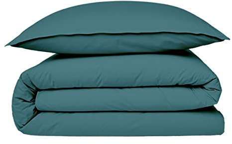 Future Home - Housse de Couette Vendue à l'unité 1 pièce avec Finition Rabat/Bouteille en 100% Coton Premium 57 Fils Unie Canard 2 Personnes 240x220cm