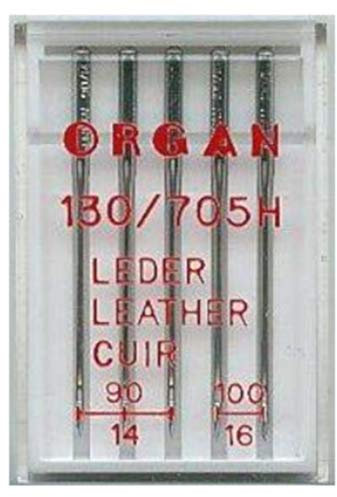 BIG-SAM Organ Nähmaschinennadeln | Jersey, Super-Stretch, Jeans, Leder oder Universal | Verschiedene Nadelstärken (Leder, 3X 90 & 2X 100)