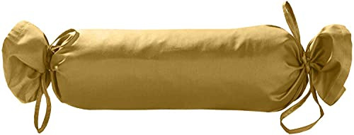 Bettwaesche-mit-Stil Mako-Satin Baumwollsatin Bettwäsche Uni einfarbig zum Kombinieren (Nackenrollen Bezug 15 x 40 cm, Gold) viele Farben & Größen