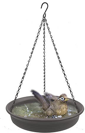 12 Inch Hanging Bird Bath, Hanging Bird Feeder Bird Bath Tray with Hook and Chain for Outdoor Garden Yard Patio