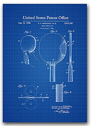 Vintage Posteria Poster 30x40 cm Anschlag Wandbilder Schlafzimmer Deko Ohne Rahmen WandKunst Posters Moderne Zimmer Bild Bilder Vintage Wand Kunst - Patent auf einem Paddel-Ping-Pong