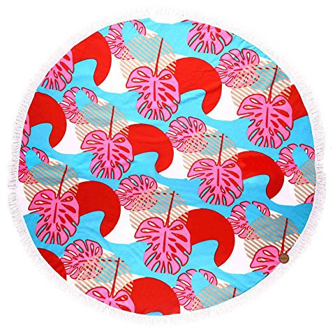 Helio Ferretti Rundes Handtuch, rot, Strandtuch, großes rundes Handtuch.