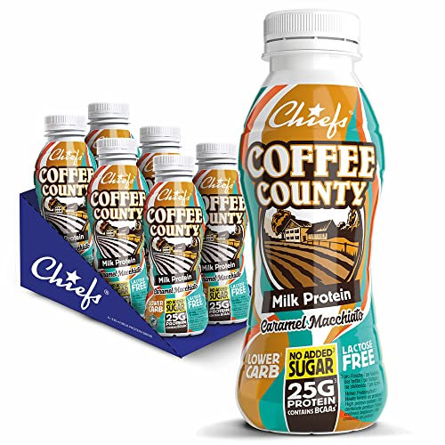 Chiefs® Milk Protein Drink avec 25g de protéines et BCAA • Shake de haute protéine à faible teneur en carbes, sans lactose, faible en sucre • 6 x 330ml (Coffee County)