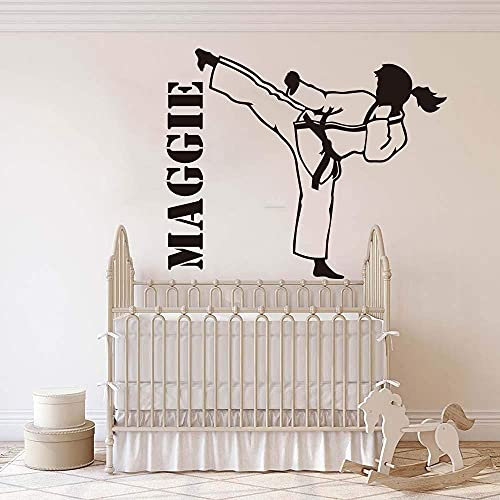 Schlafzimmer Weibliche Wandaufkleber, Wandtattoo Kunst, Karate Martial Arts Taekwondo Mädchenzimmer Personalisiertes Boxen Judo Sport Spielzimmer 76X63 Cm