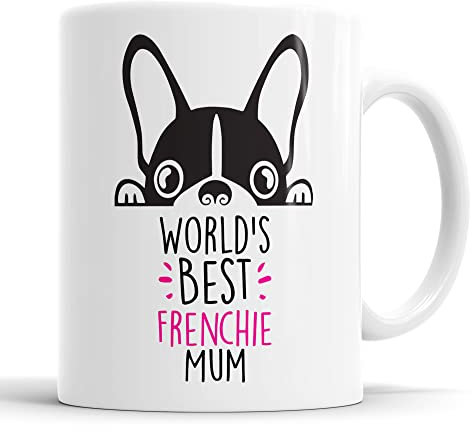 Mug Frenchie World's Best Mum – Tasse bouledogue français – Cadeau amusant pour anniversaire, Noël – Ami chien maman