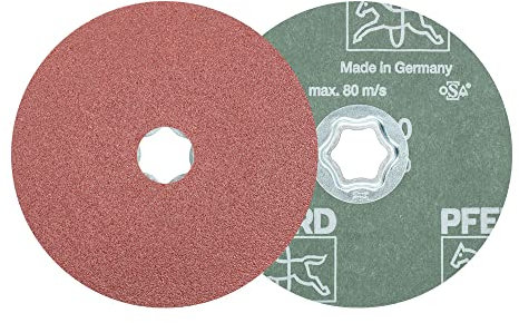 PFERD COMBICLICK Fiberscheibe, 10 Stück / Korund Ø 125mm A60 / 44498017 – für universelle Anwendungen mit dem Winkelschleifer