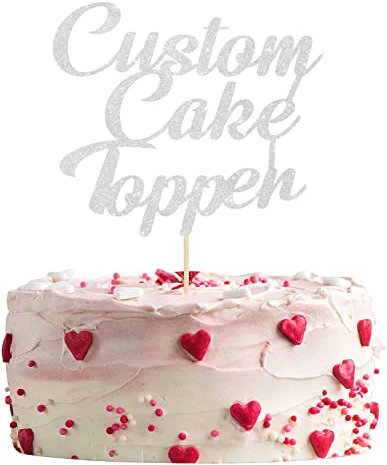 Mobile Stuff Personalised Glitter Cake Topper Happy Birthday Decorations Glitter Card Any Text Customised Wedding Party Multicolour 1st 13th 16th 18th 21st 30th 40th 50th 60th 70th (Silver)