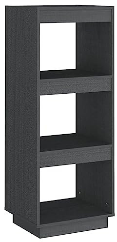 vidaXL Pin Massif Bibliothèque Séparateur de Pièce Cloison de Séparation Armoire à Livres Etagère de Rangement Salon Intérieur Gris 40x35x103 cm