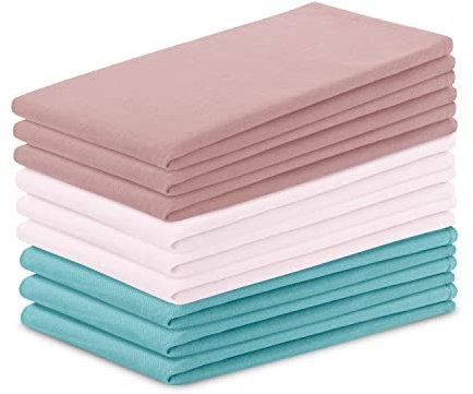 AmeliaHome 9er Set Geschirrtücher Baumwolle Küchentücher 50x70 cm Glatt Letty Rosa Türkis