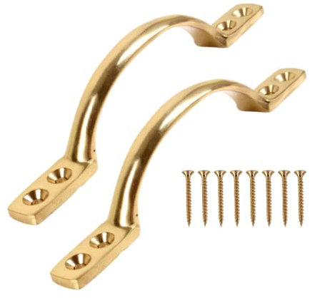 Pull Handle Brass 5 Inch 125mm Brass Bow Handle for Furniture or Sash Window Frames Cabinet Drawer Cupboard Knobs Pack of 2.