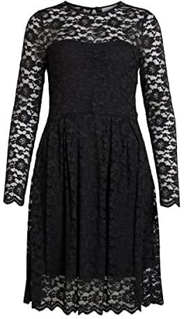 Vila Damen Vikalila L/S Lace - Noos Dress, Schwarz, L EU